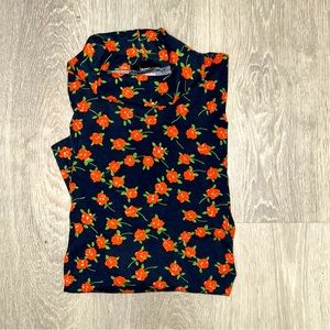 Flower Pattern Turtle Neck